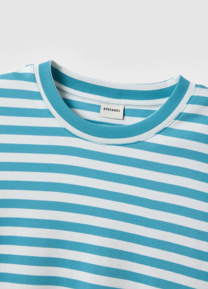 STEFANEL Regular fit striped pure cotton  White/Light Blue - Image 7