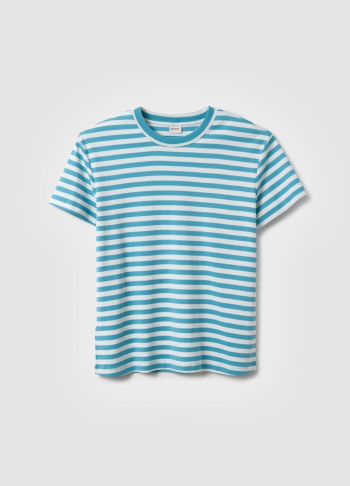 STEFANEL Regular fit striped pure cotton  White/Light Blue - Image 5