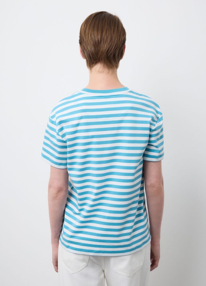 STEFANEL Regular fit striped pure cotton  White/Light Blue - Image 4