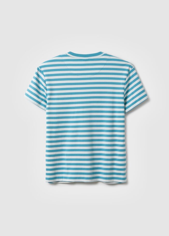 STEFANEL Regular fit striped pure cotton  White/Light Blue - Image 6