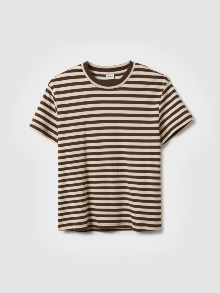 STEFANEL Regular fit striped pure cotton Beige Brown - Image 5