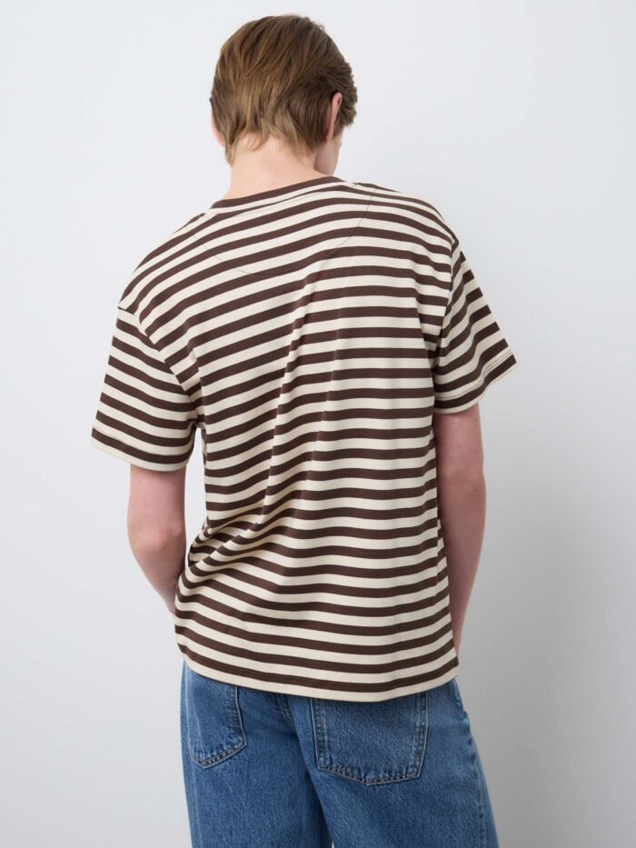 STEFANEL Regular fit striped pure cotton Beige Brown - Image 4
