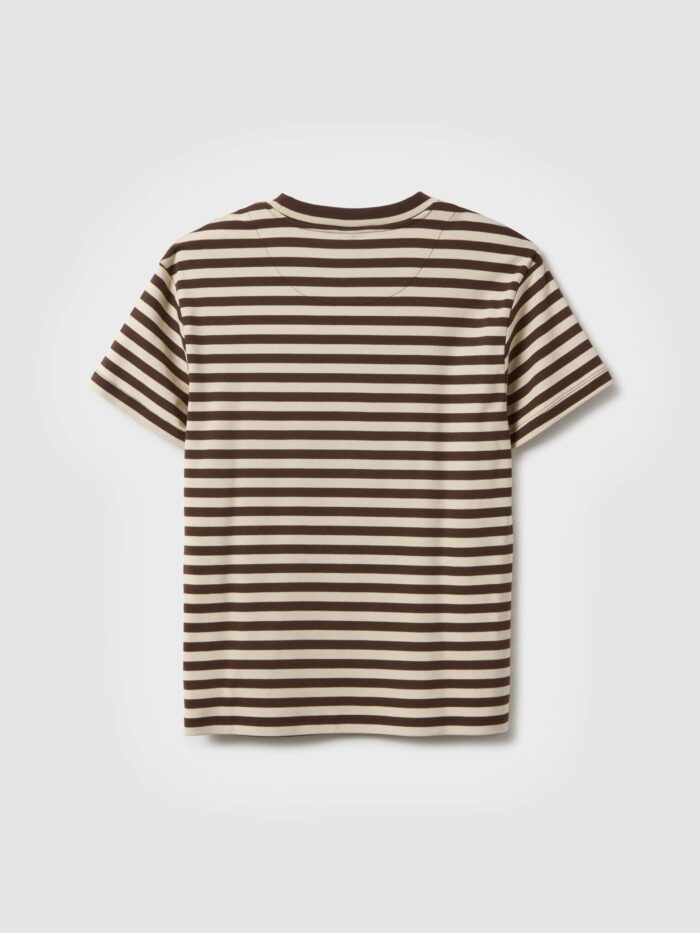STEFANEL Regular fit striped pure cotton Beige Brown - Image 6