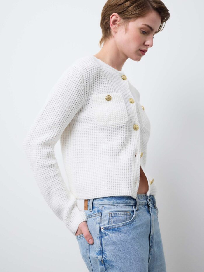 STEFANEL Pure cotton cardigan, regular fit with buttons White - Image 2