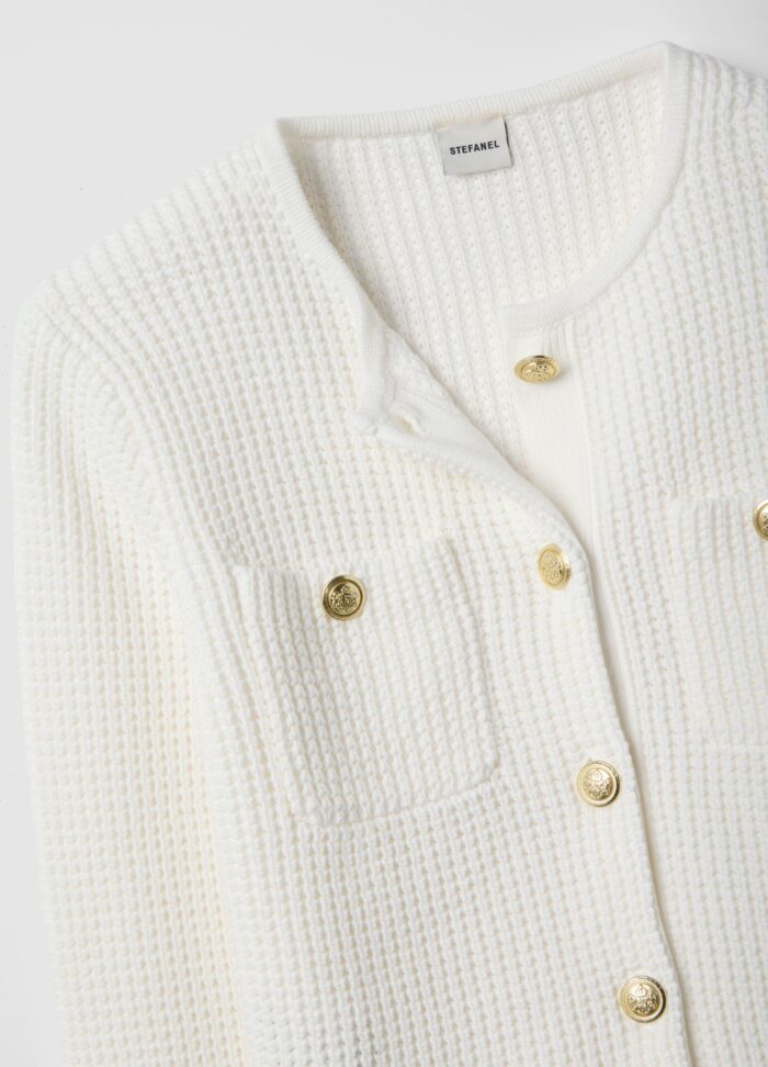 STEFANEL Pure cotton cardigan, regular fit with buttons White - Image 7