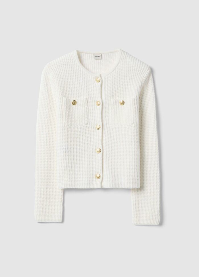 STEFANEL Pure cotton cardigan, regular fit with buttons White - Image 5