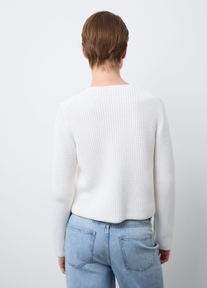 STEFANEL Pure cotton cardigan, regular fit with buttons White - Image 4