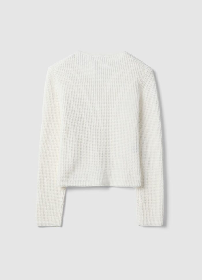 STEFANEL Pure cotton cardigan, regular fit with buttons White - Image 6