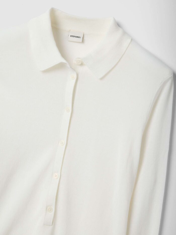 STEFANEL Regular-fit Lyocell and cotton polo-neck jumper White - Image 7