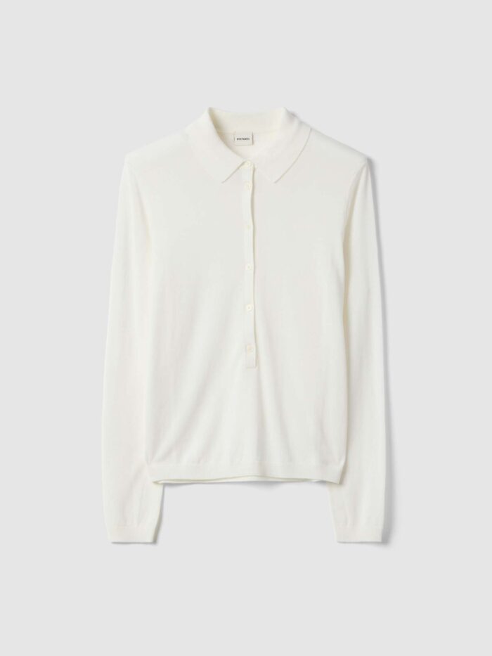 STEFANEL Regular-fit Lyocell and cotton polo-neck jumper White - Image 5