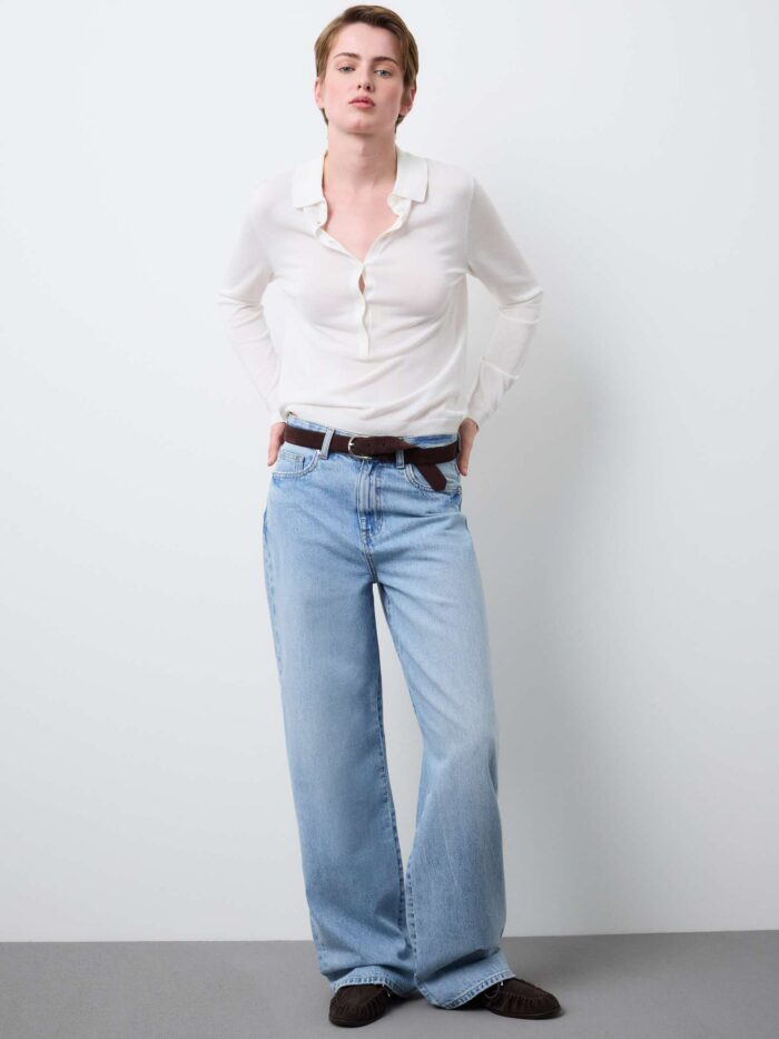 STEFANEL Regular-fit Lyocell and cotton polo-neck jumper White - Image 3