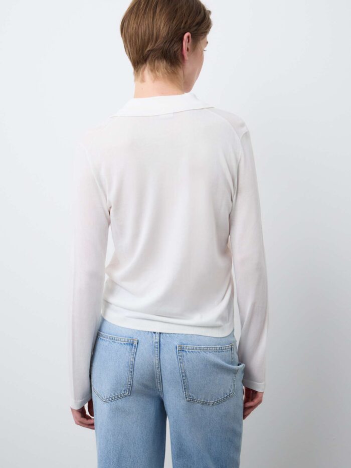 STEFANEL Regular-fit Lyocell and cotton polo-neck jumper White - Image 4