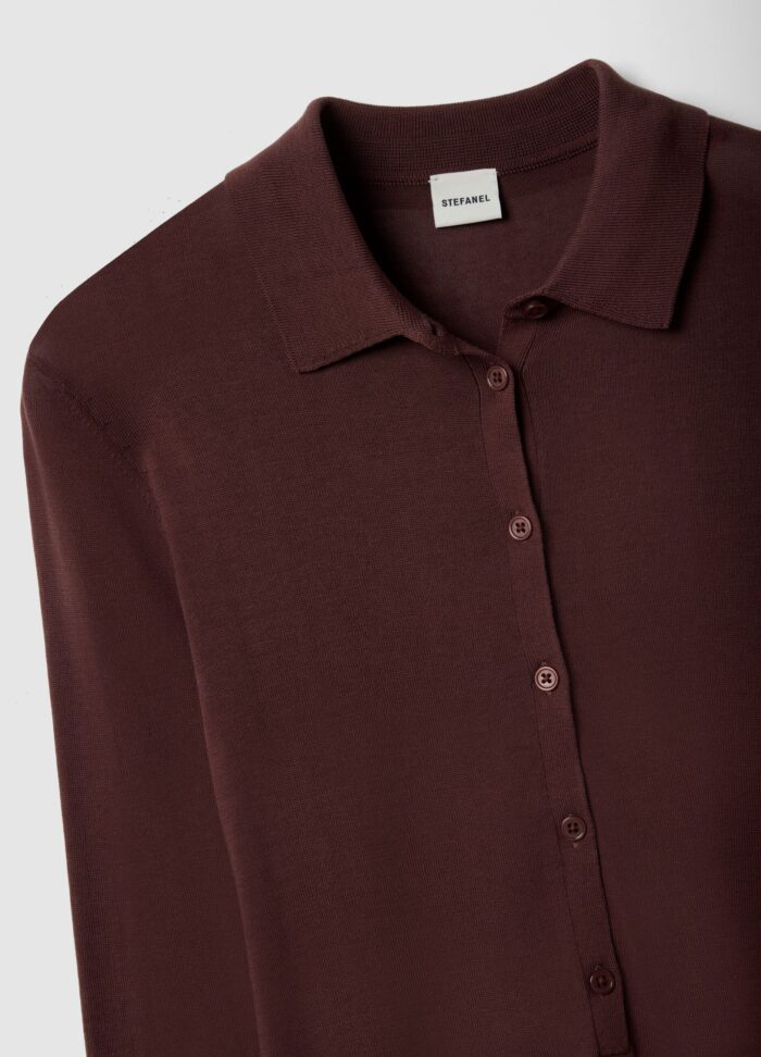 STEFANEL Regular-fit Lyocell and cotton polo-neck jumper Brown - Image 7