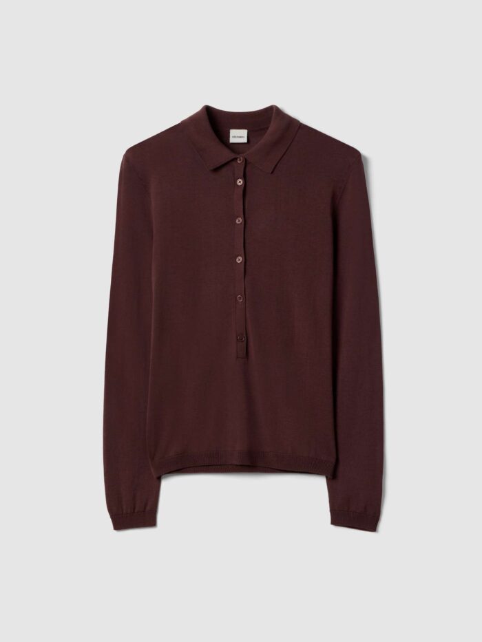 STEFANEL Regular-fit Lyocell and cotton polo-neck jumper Brown - Image 5