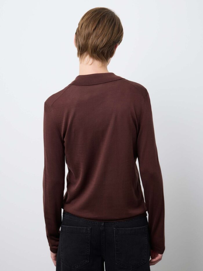 STEFANEL Regular-fit Lyocell and cotton polo-neck jumper Brown - Image 4