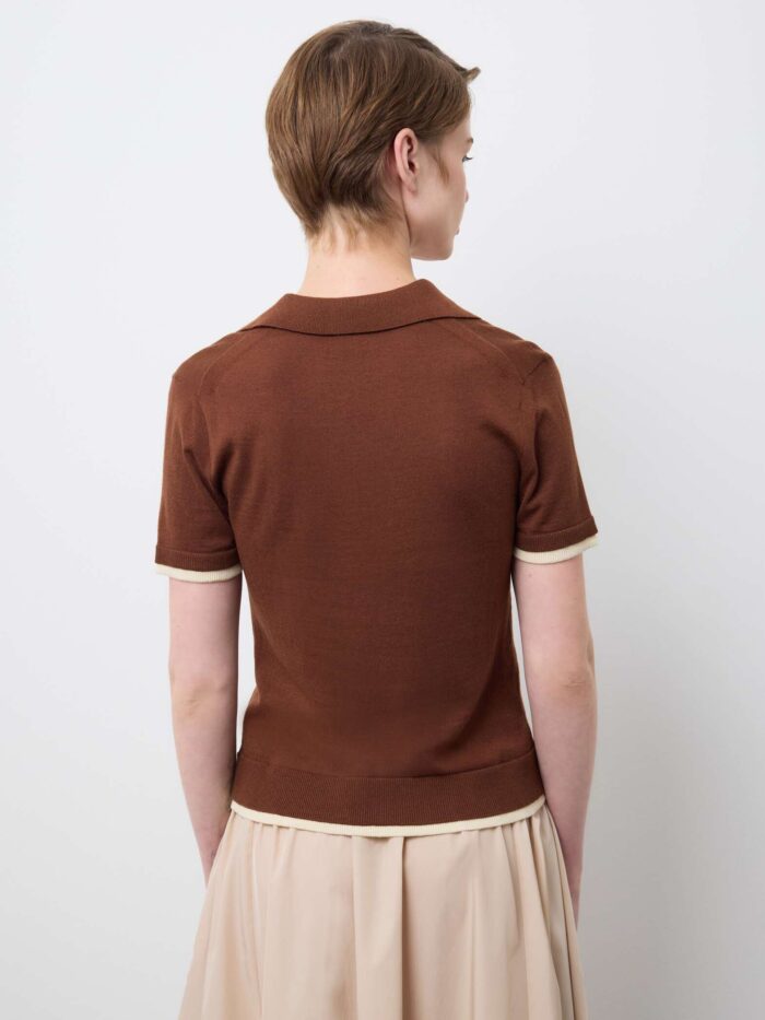 STEFANEL Wool and cotton blend regular fit jumper Brown - Image 4