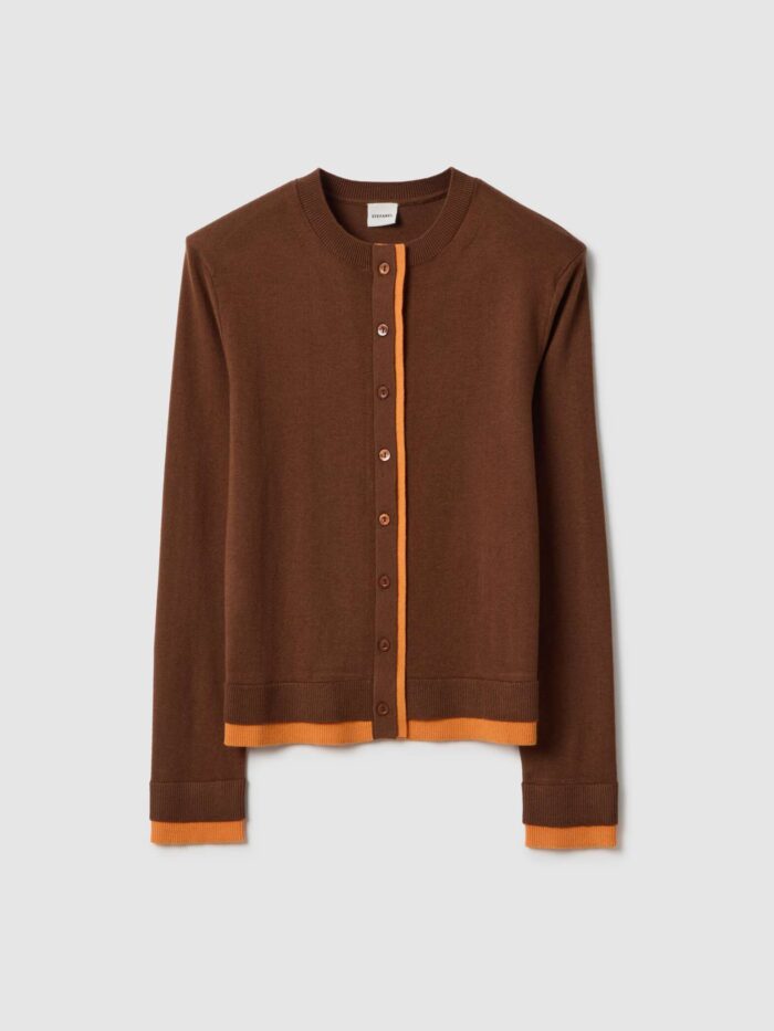 STEFANEL Regular fit wool-cotton blend cardigan Brown - Image 5