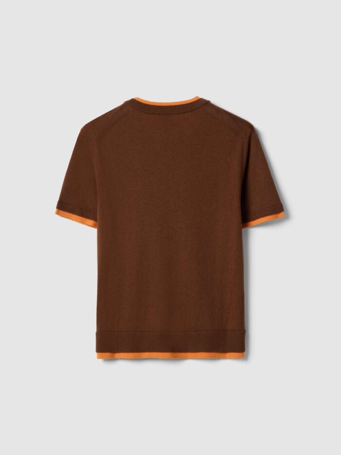 STEFANEL Short sleeve shirt in regular fit wool blend Brown - Image 5