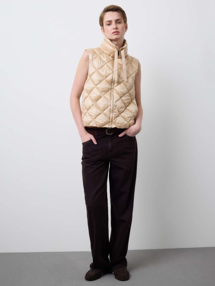 STEFANEL Regular fit padded gilet with zip Beige - Image 3