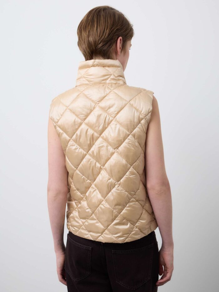 STEFANEL Regular fit padded gilet with zip Beige - Image 4