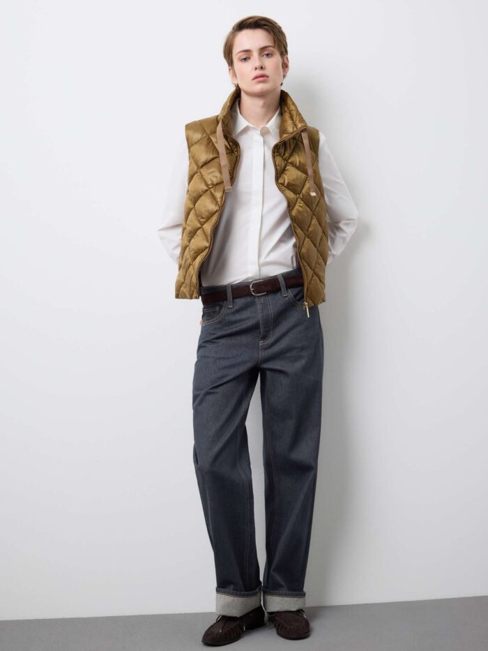 STEFANEL Regular fit padded gilet with zip Brown - Image 3