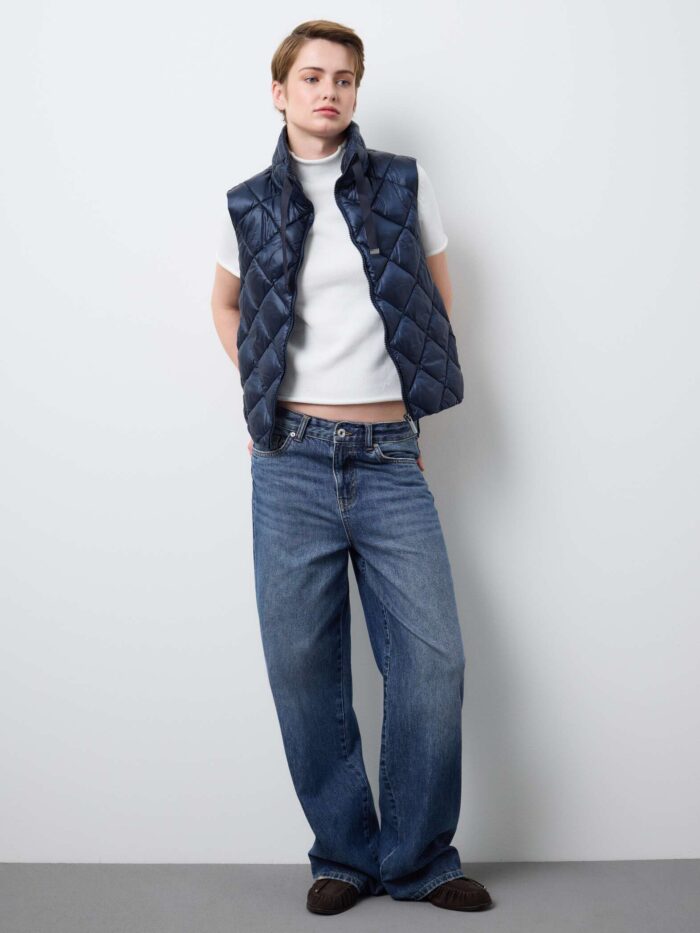 STEFANEL Regular fit padded gilet with zip Blue - Image 3