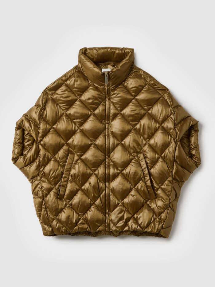 STEFANEL ultra-light regular fit jacket with zip Light brown - Image 5