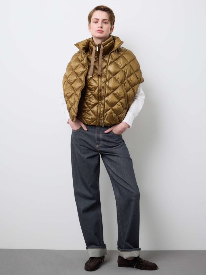 STEFANEL ultra-light regular fit jacket with zip Light brown - Image 3