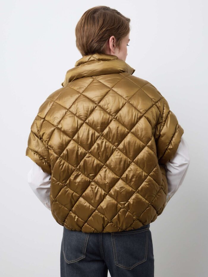 STEFANEL ultra-light regular fit jacket with zip Light brown - Image 4