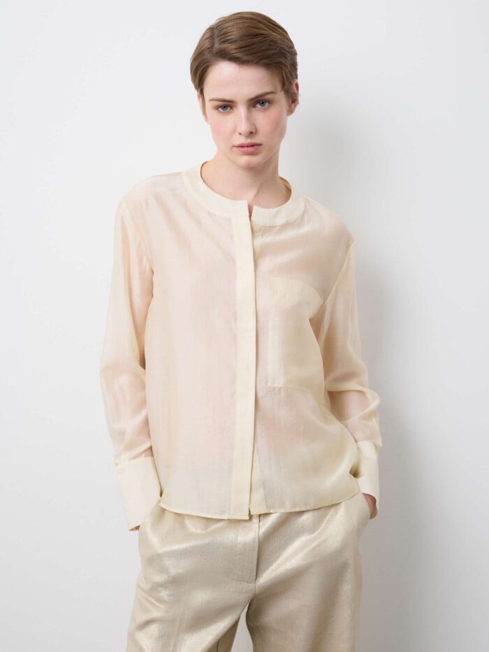 STEFANEL Regular fit lyocell blend shirt Beige - Image 2