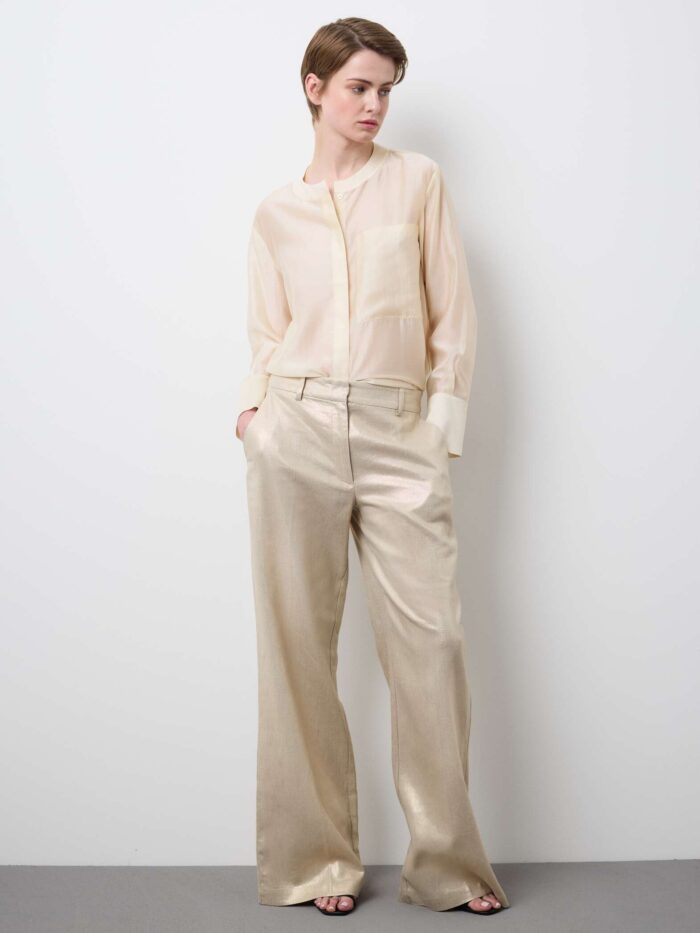 STEFANEL Regular fit lyocell blend shirt Beige - Image 3