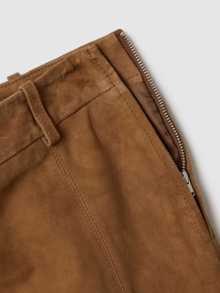 STEFANEL Genuine leather skirt, regular fit Brown - Image 7