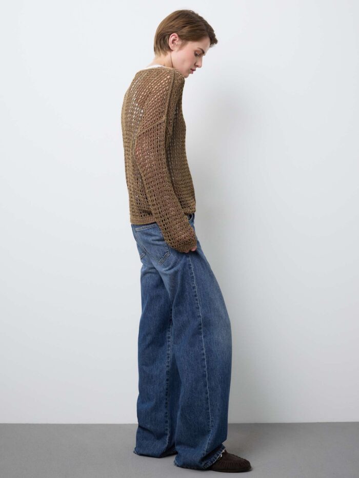 STEFANEL regular fit mesh knit Dark Brown - Image 2