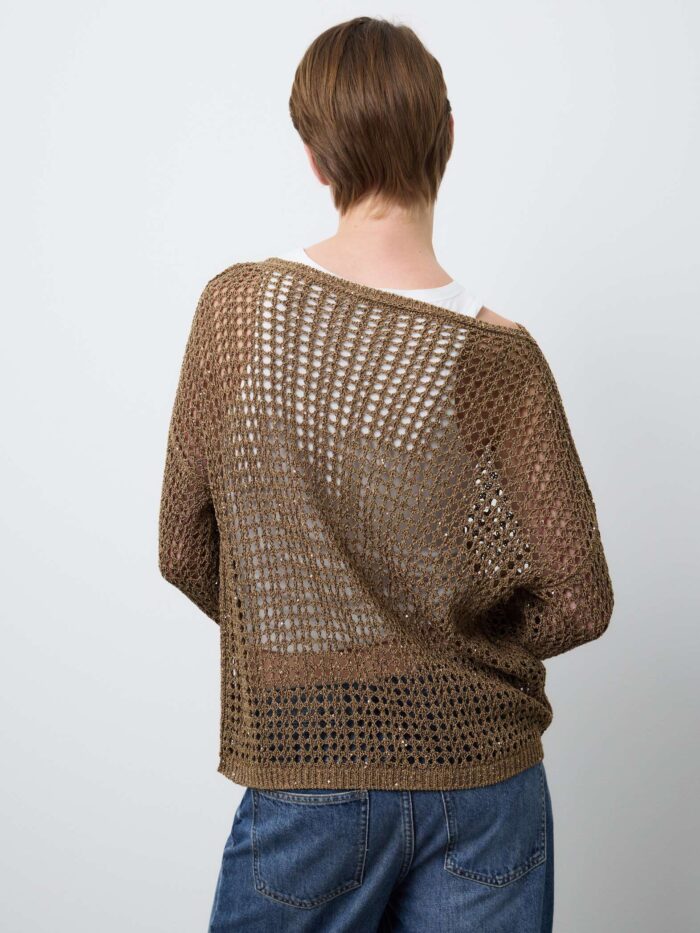 STEFANEL regular fit mesh knit Dark Brown - Image 4