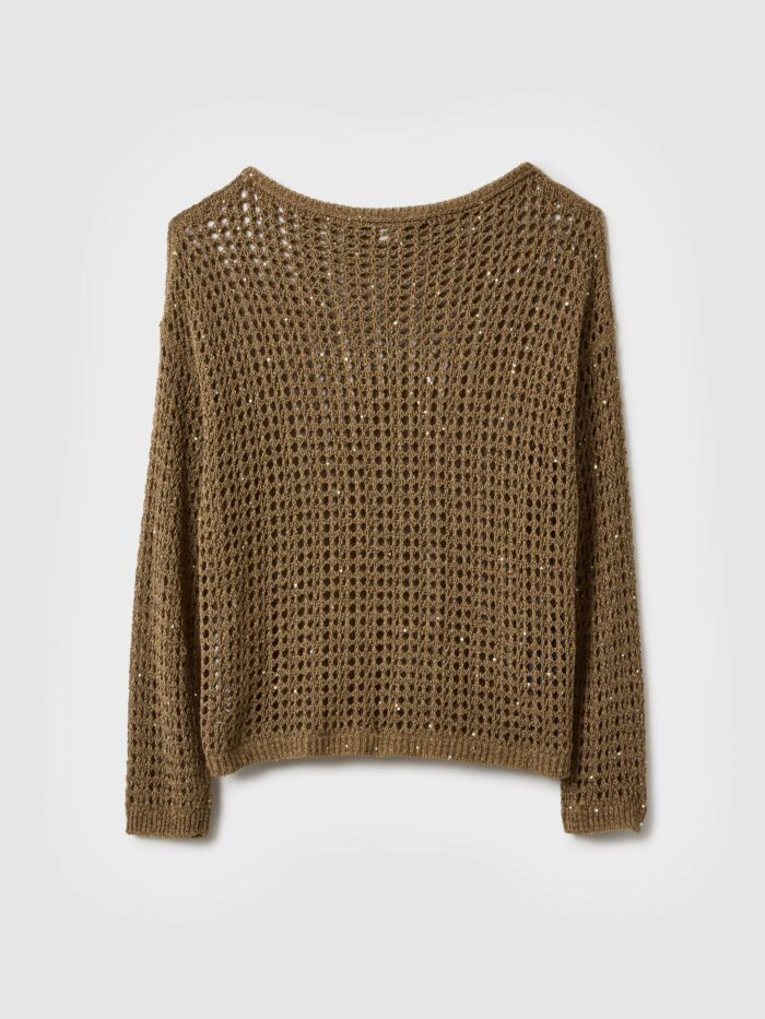 STEFANEL regular fit mesh knit Dark Brown - Image 6