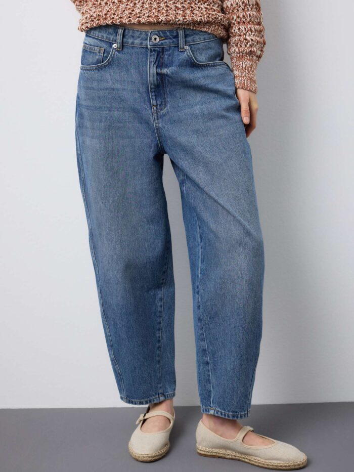 STEFANEL Denim balloon jeans in pure cotton with a regular fit Blue - Image 3