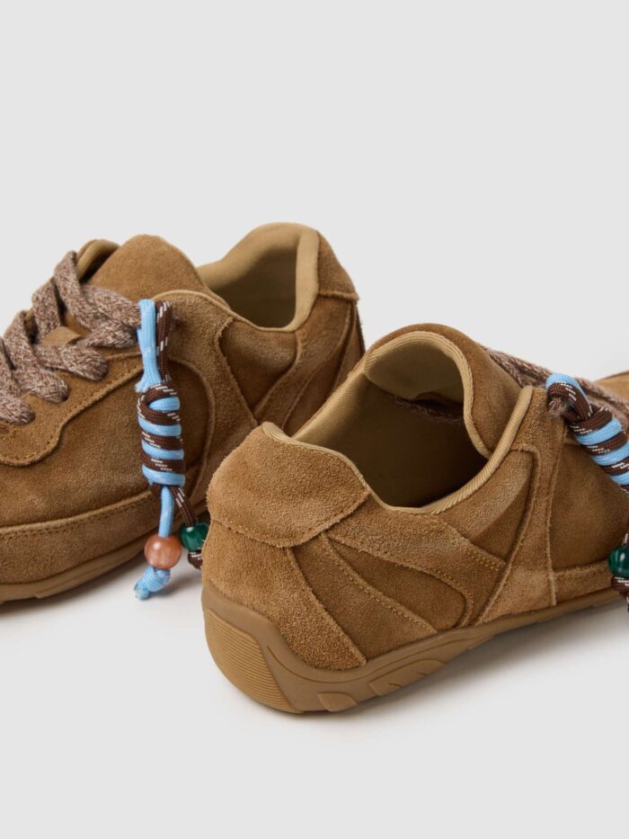 STEFANEL genuine leather shoes with colourful laces Brown - Image 3