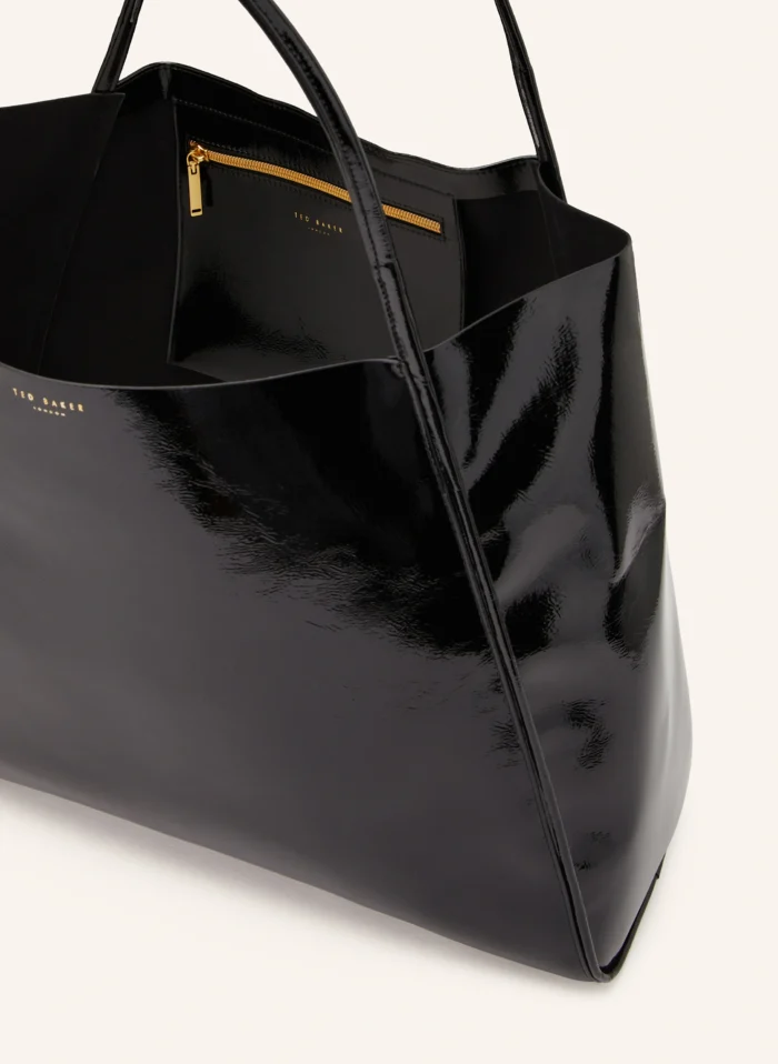 TED BAKER BRISAA Thin Strap Crinkle Large Slouchy Tote  Black - Image 3