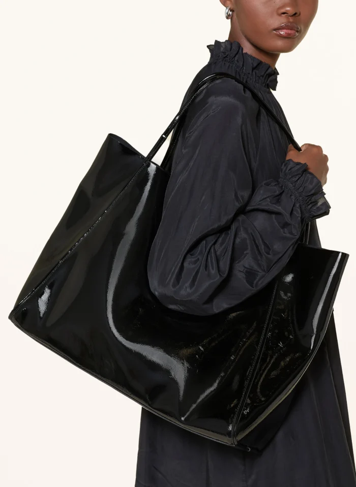 TED BAKER BRISAA Thin Strap Crinkle Large Slouchy Tote  Black - Image 4