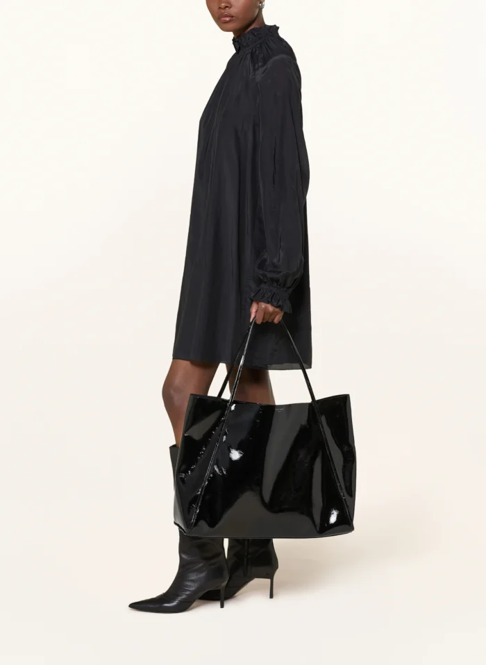 TED BAKER BRISAA Thin Strap Crinkle Large Slouchy Tote  Black - Image 5