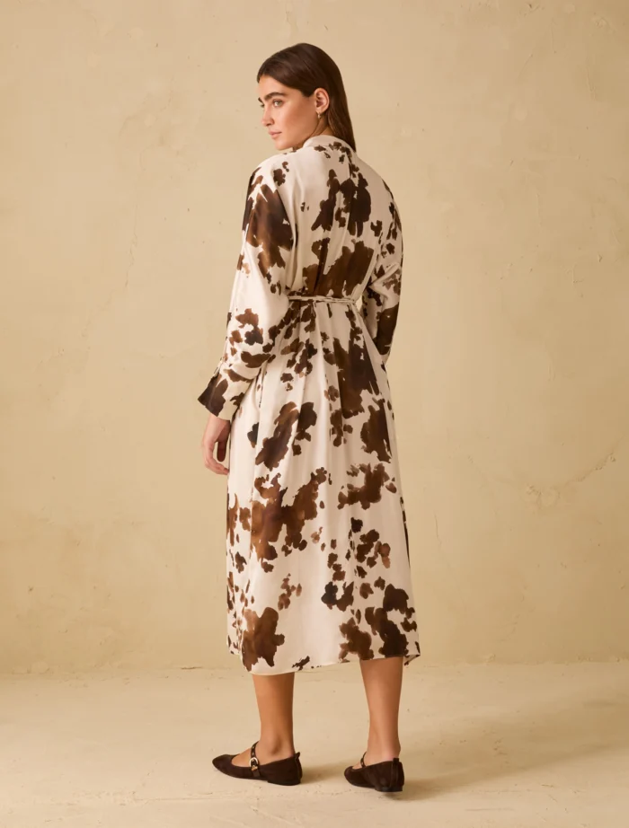 PENNY BLACK Cow print satin dress Ivory - Image 3