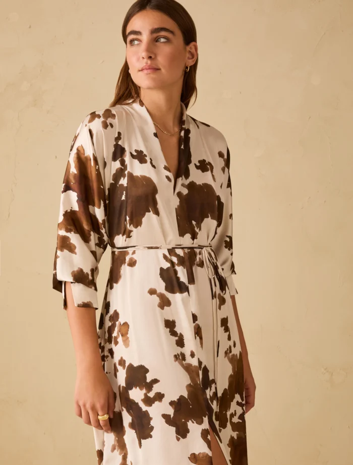 PENNY BLACK Cow print satin dress Ivory - Image 2