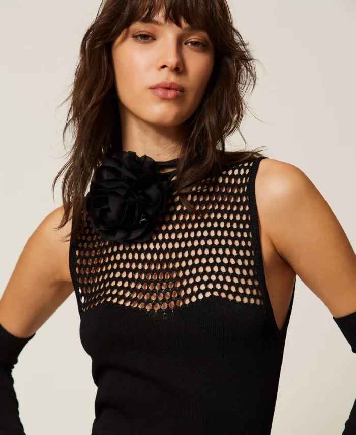 ACTITUDE Choker with satin flower Black - Image 3