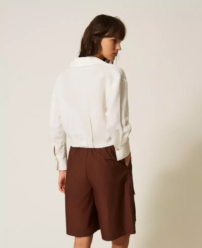 ACTITUDE Recycled poplin cargo Bermuda shorts Chocolate - Image 5