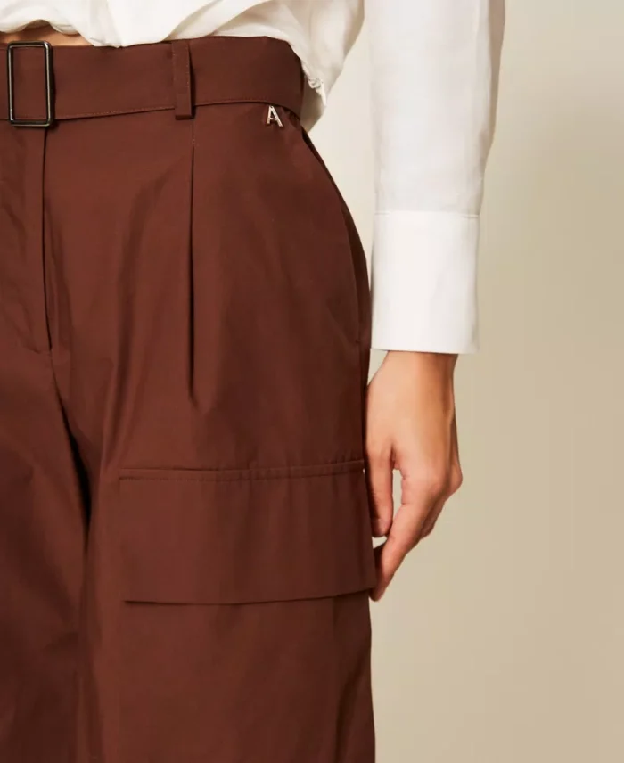 ACTITUDE Recycled poplin cargo Bermuda shorts Chocolate - Image 3