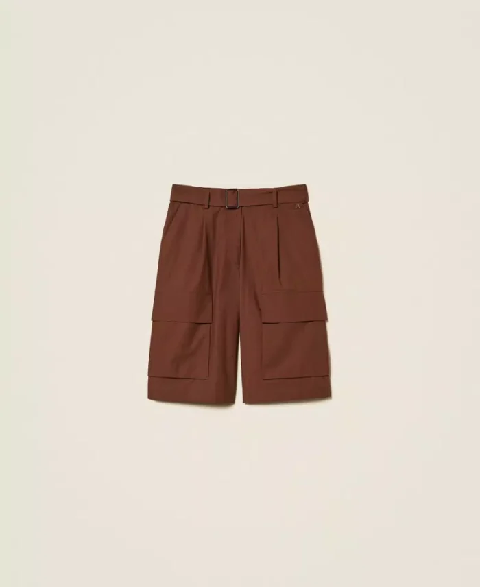 ACTITUDE Recycled poplin cargo Bermuda shorts Chocolate - Image 6