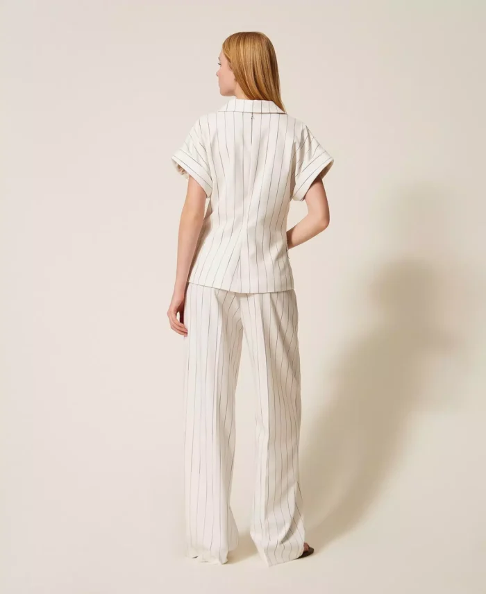 ACTITUDE Fluid pinstripe trousers Off White - Image 4