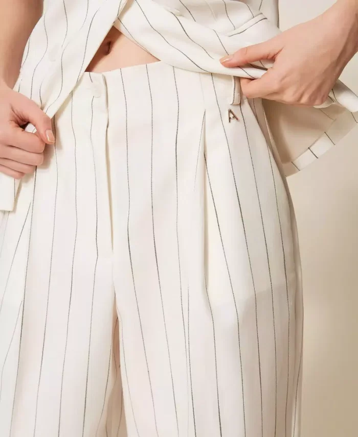 ACTITUDE Fluid pinstripe trousers Off White - Image 2