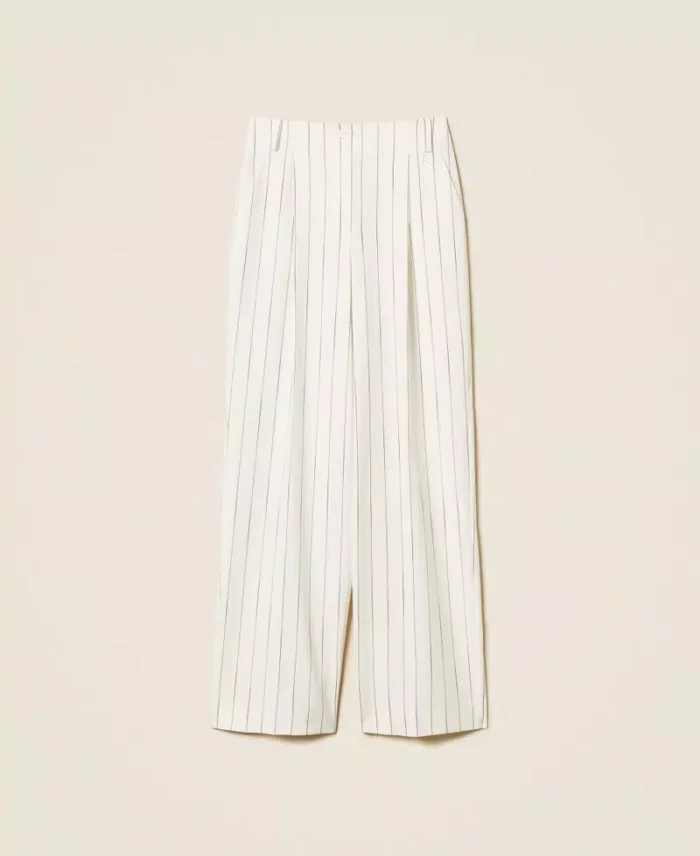 ACTITUDE Fluid pinstripe trousers Off White - Image 5