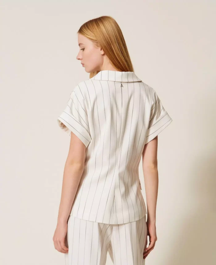 ACTITUDE Double breasted pinstripe jacket Off white - Image 4